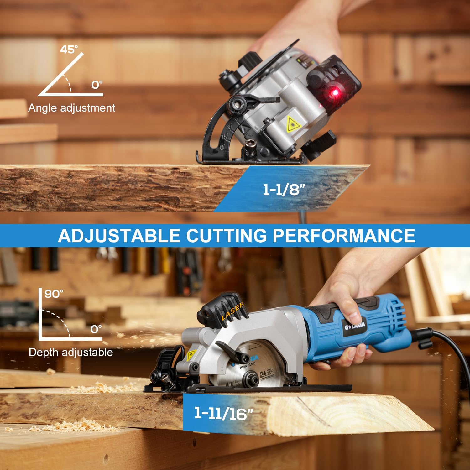 G LAXIA Mini Circular Saw with Laser Guide -3