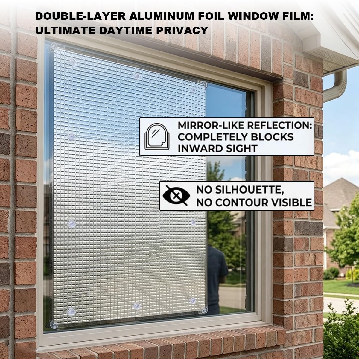Isolamento Termico Anti-Calore In Alluminio Anti UV Con Ventosa Senza Colla | Termico Parasole Riflettente Anti UV di Alluminio per Tetti Ufficio Finestre(150x150cm)