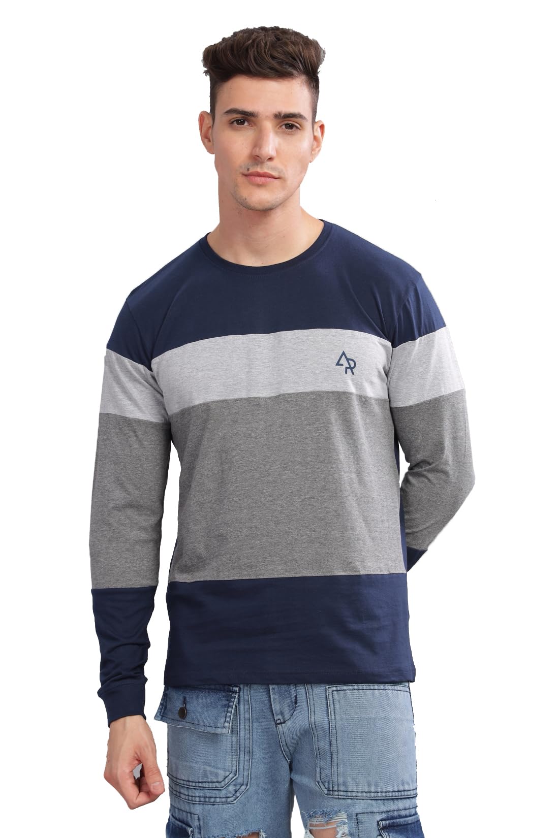 adro Full Sleeve Tshirt for Men | Colorblock T Shirt for Men | 100% Cotton Tshirt | Full Sleeve Regular Fit T-Shirt | Men's Full Sleeves T Shirts-picture-11