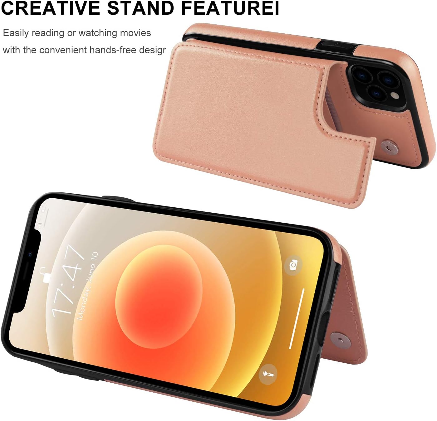 LETO for iPhone 11 Pro Case,Leather Wallet Case Flip Folio Cover with Kickstand Card Slots for Girls Women,Protective Phone Case for iPhone 11 Pro 5.8" Light Brown