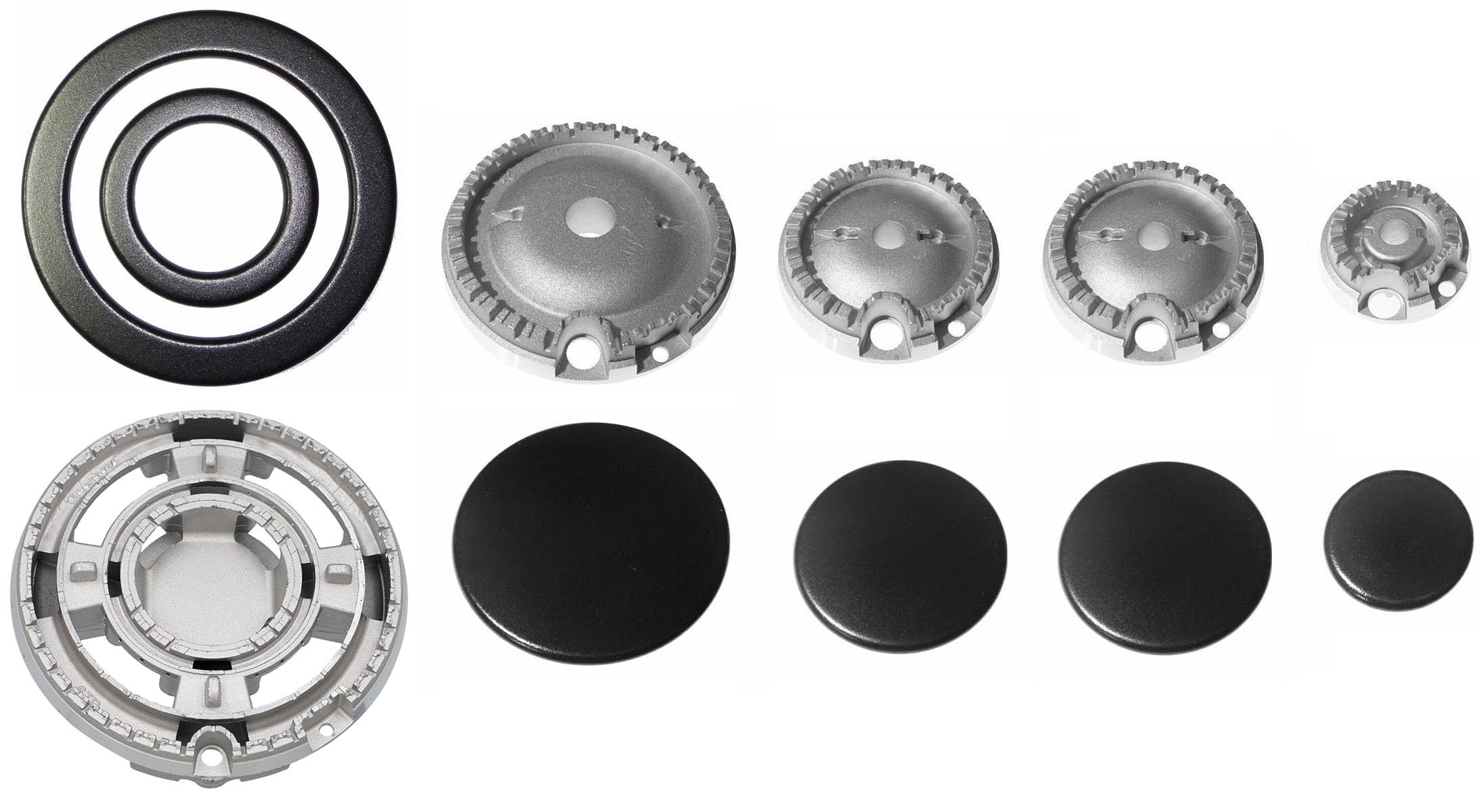 Set 5 Bruciatori + Spartifiamma Per Piano Cottura Indesit Whirlpool - Nero Lucido, Compatibile Con Modelli A Tripla Corona
