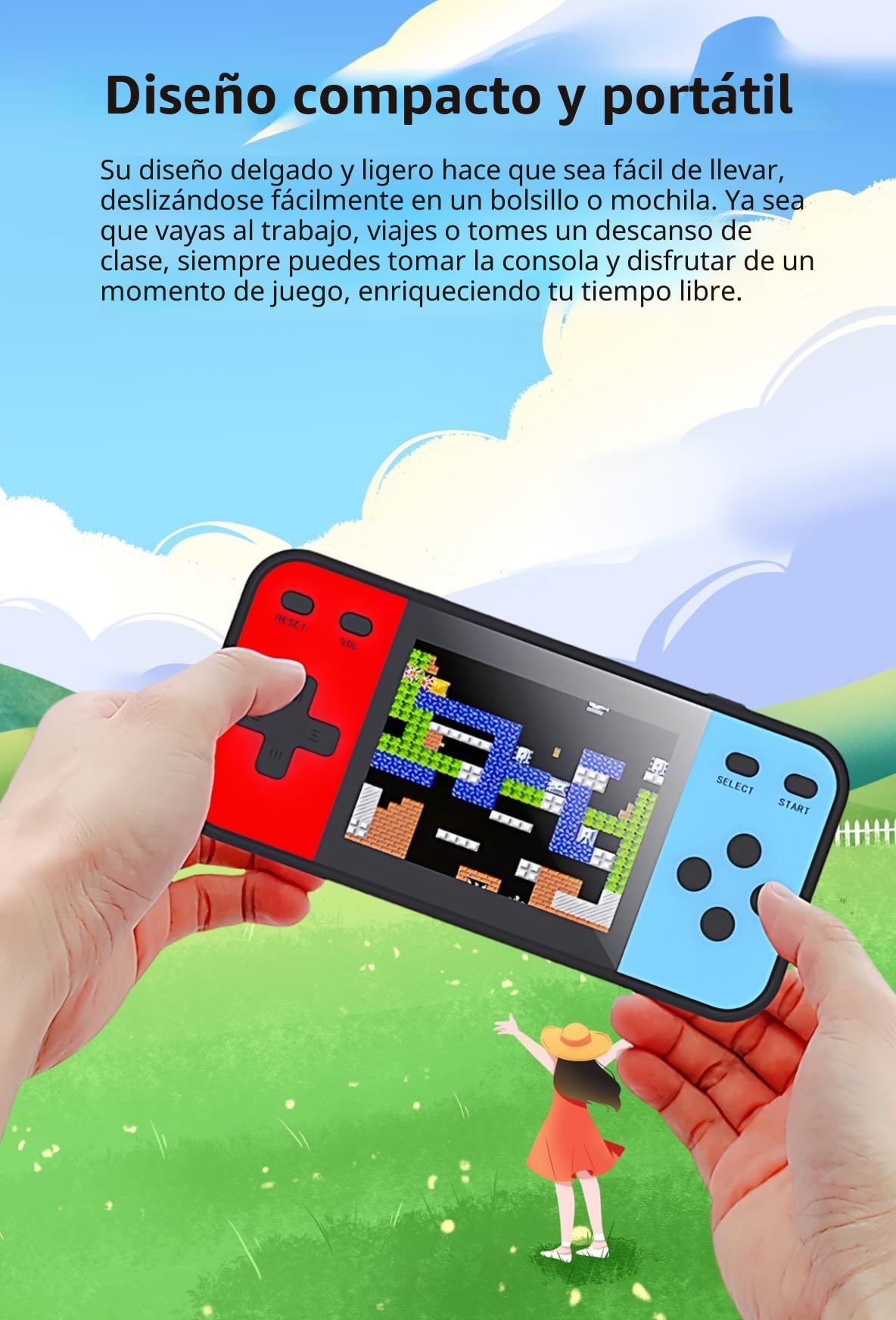 JXD Mini de 3.0" Consola de Videojuegos Retro con 240 Juegos Se Conecta al Televisor Juego Electrónico Portátil para Niños Rompecabezas Imprescindible para Viajes y Ocio