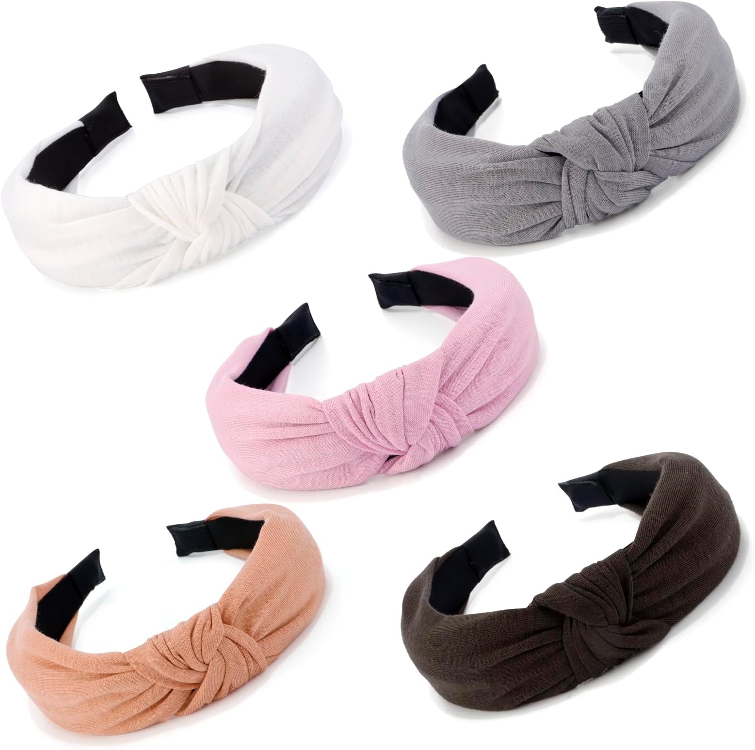 VELSCRUN 5 Pcs Womens Headbands Black White Brown Khaki