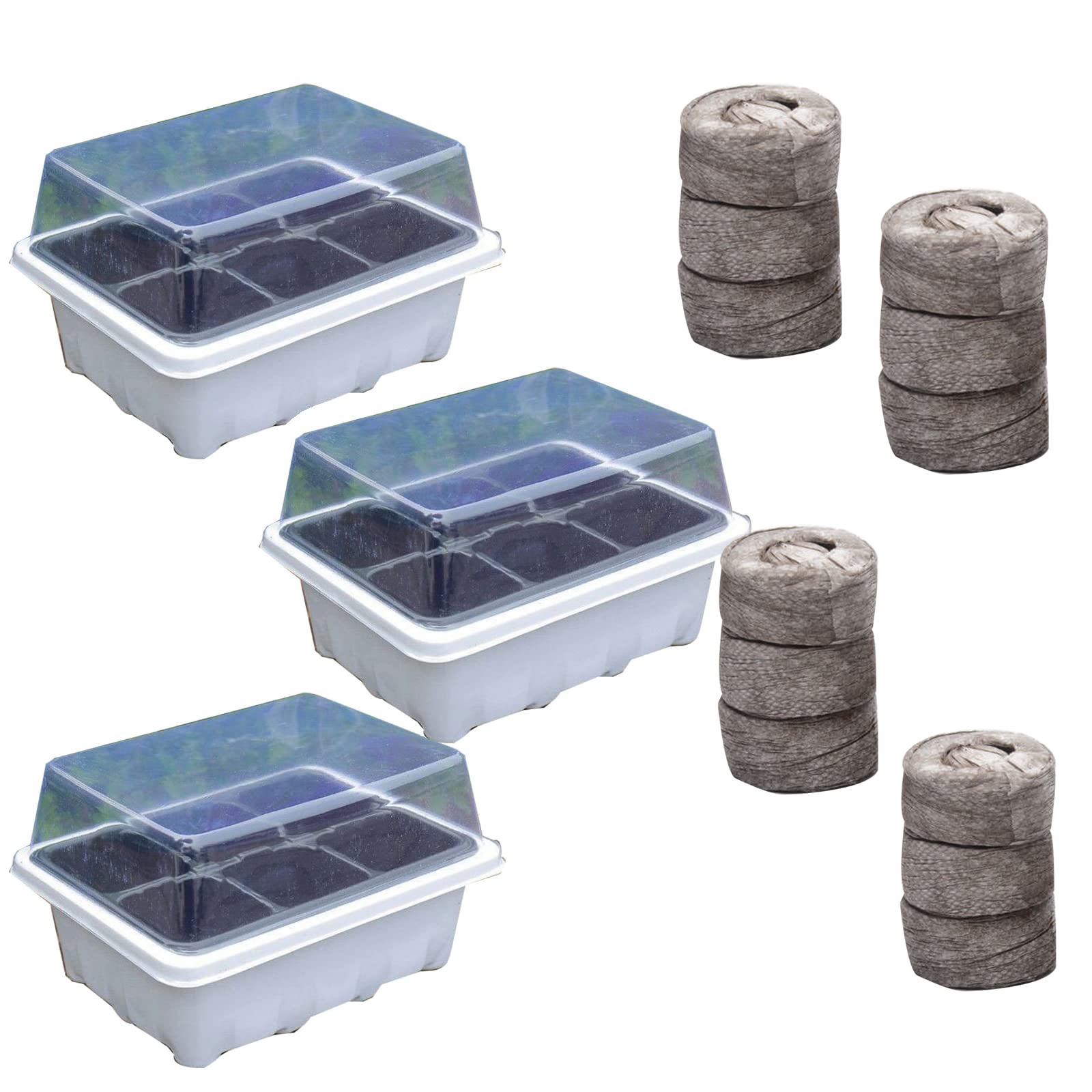 Mini Serre pour Plantes, 6 Cellules Plateau de Semis Plateau de Culture avec Couvercle, 12 Blocs de semis, Pépinière Boîte Propagateur pour Germination Graines