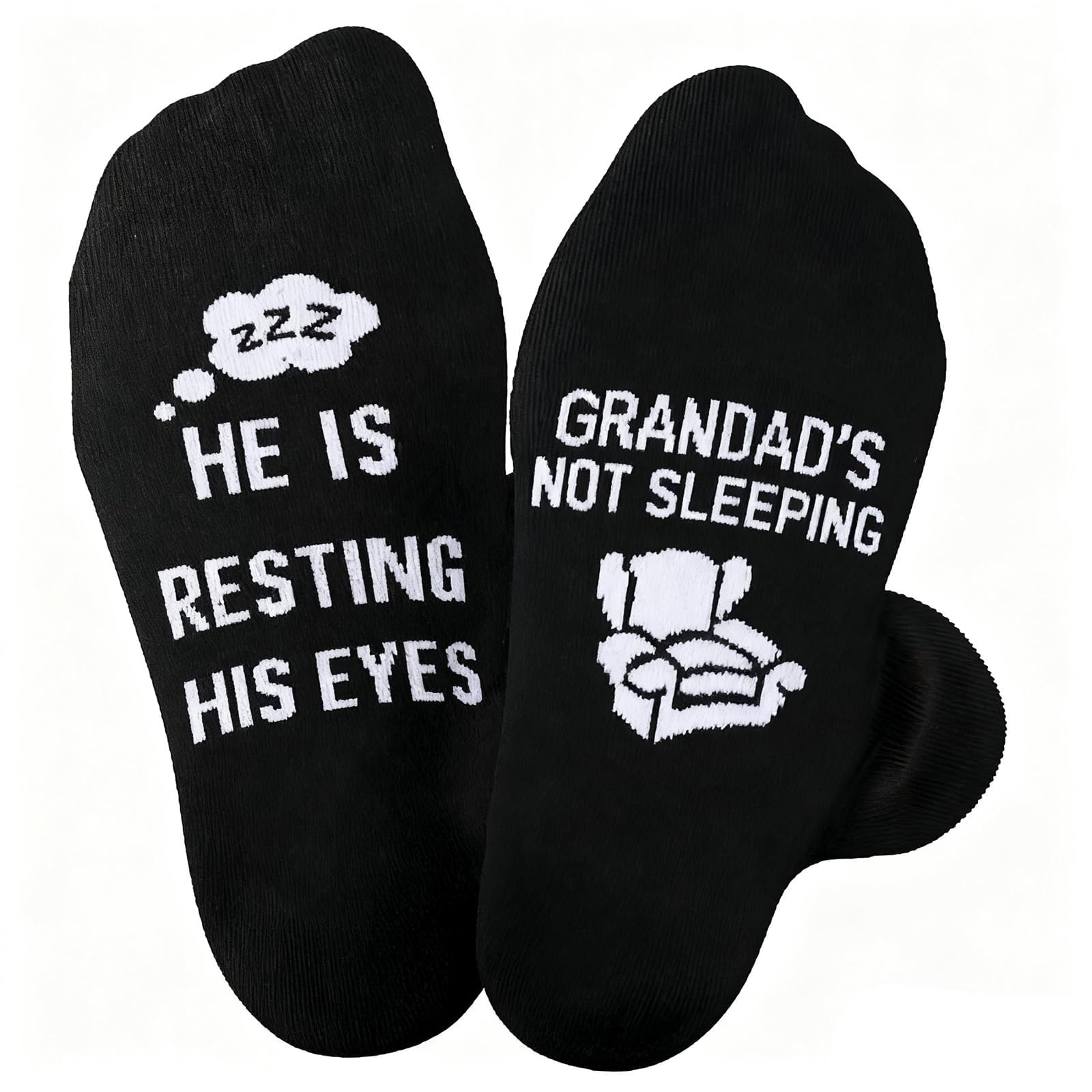 Zyssby Funny Grandad Socks Gift, Novelty Non-Slip Cotton Socks for Grandad, “I’m Not Sleeping Just Resting My Eyes” Calf Socks, Birthday Christmas Father’s Day Gifts for Grandpa Men