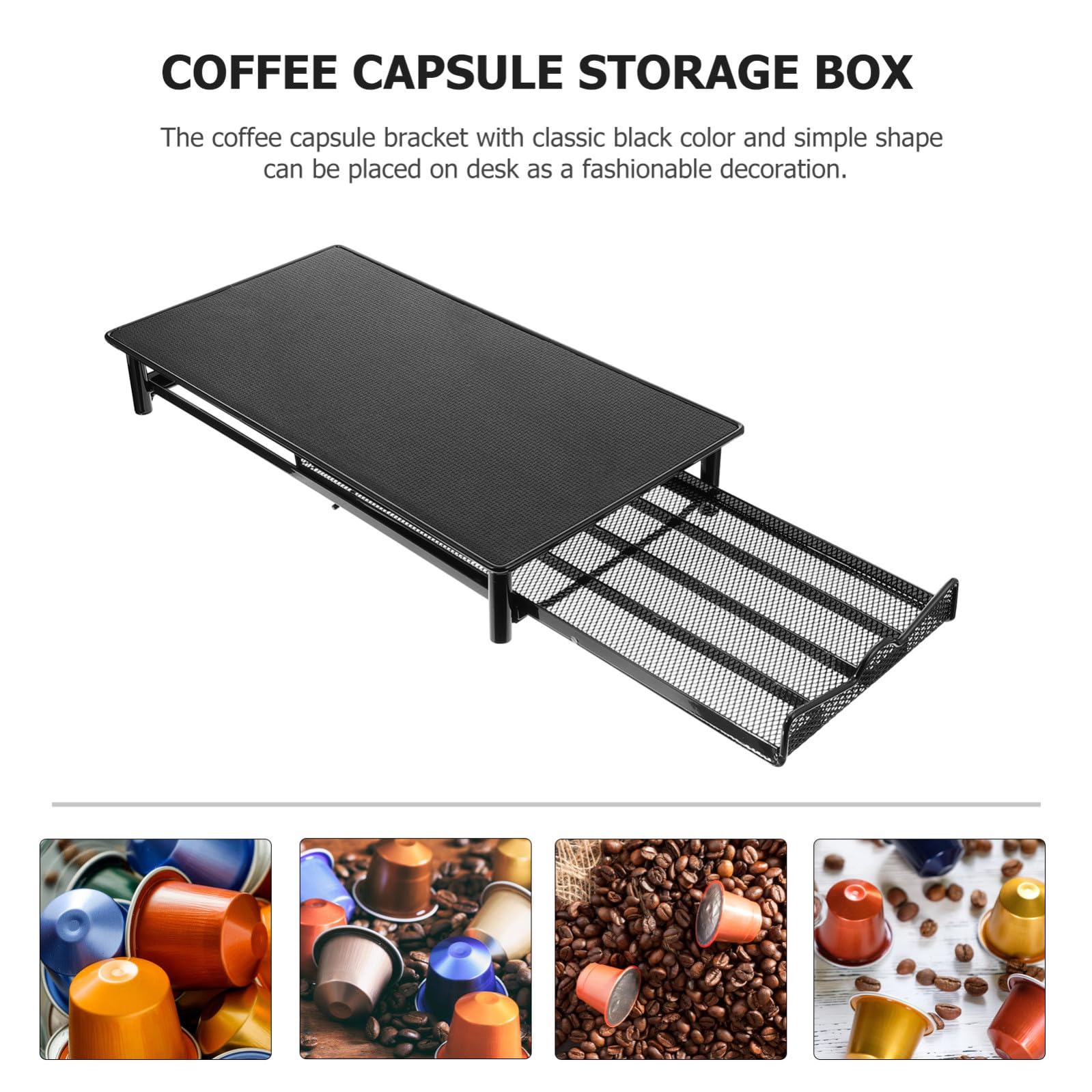Cajón para Cápsulas de Café de Hierro Negro, 4 Hileras