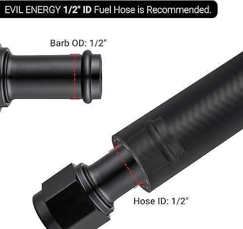 Vista 89 de EVIL ENERGY 8AN hembra a manguera de púas de 1/2 pulgada giratoria de 45 grados