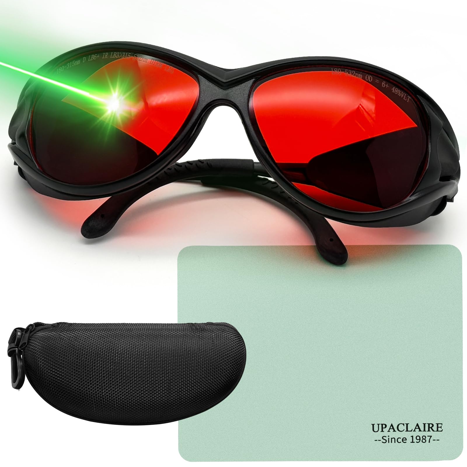 UpaClaire Safety Goggles Blue Light Green Light Violet Light Safety Blocking Glasses, Red colour