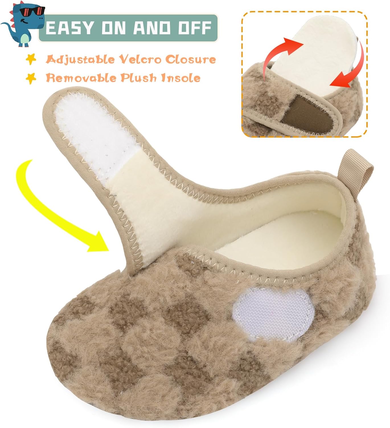 Scurtain Toddler Warm Winter House Slippers Baby Boys Girls Indoor Home Slippers Cozy Lightweight Non-Slip Shoes For Infant Kids Plush Linned - Image 2