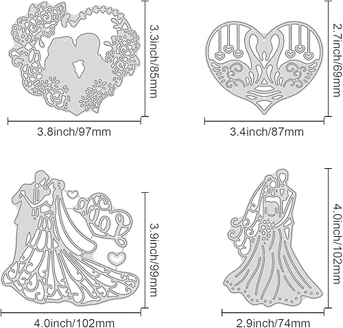 Miniatura 2 de GLOBLELAND 4 plantillas de troqueles de corte de metal para álbumes de recortes, tarjetas de invitación de boda, decoración de álbum, platino mate