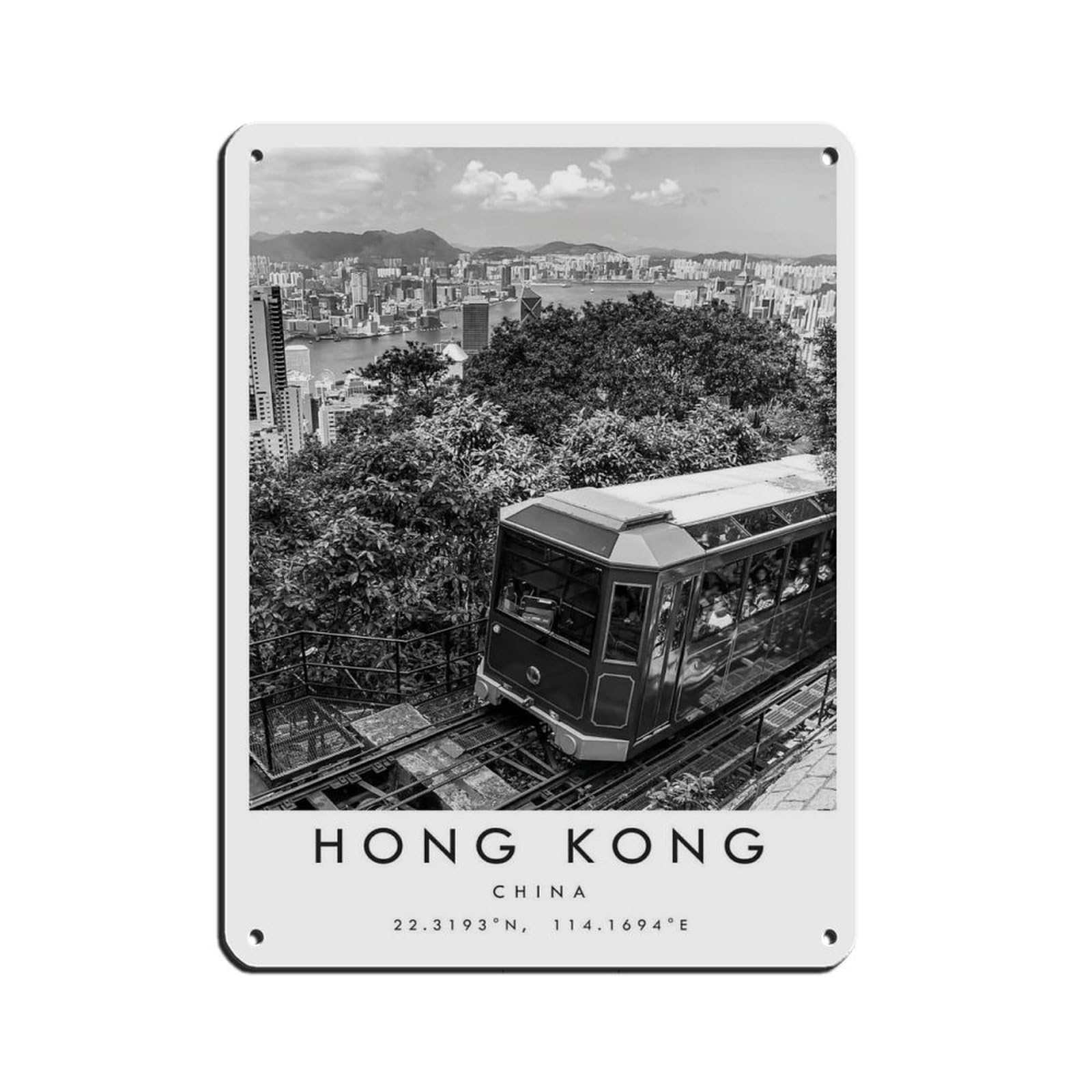 Hong Kong Travel, China Poster Tin Sign Vintage Metal Pub Club Cafe Bar Home Wall Art Decoration Poster Retro 12x16inch(30x40cm)