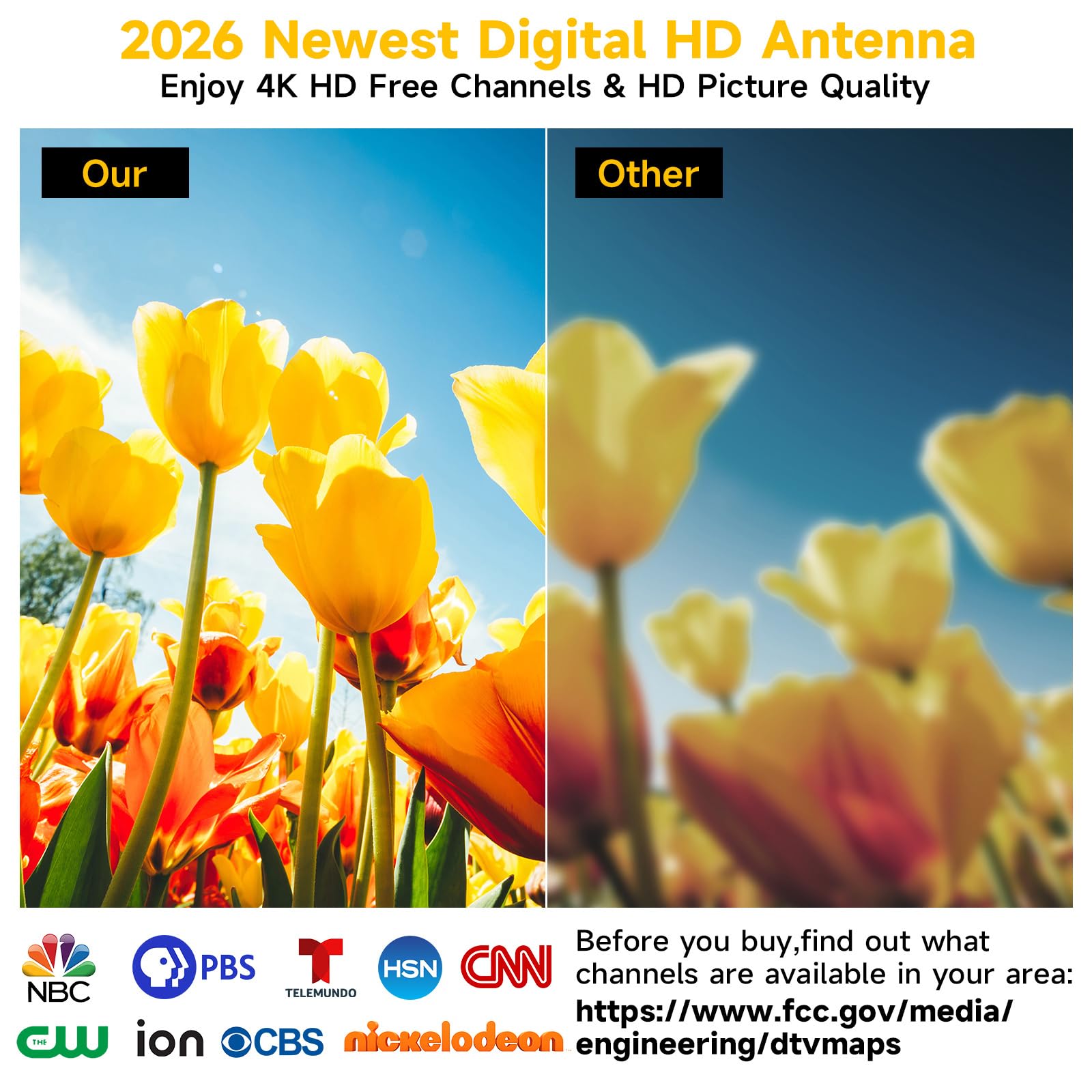 Antenna TV per interni 2026, antenna TV a lungo raggio per Smart TV, antenna digitale HDTV per canali locali con amplificatore aggiornato, supporto per antenna esterna 8K 4K 1080p tutti i televisori
