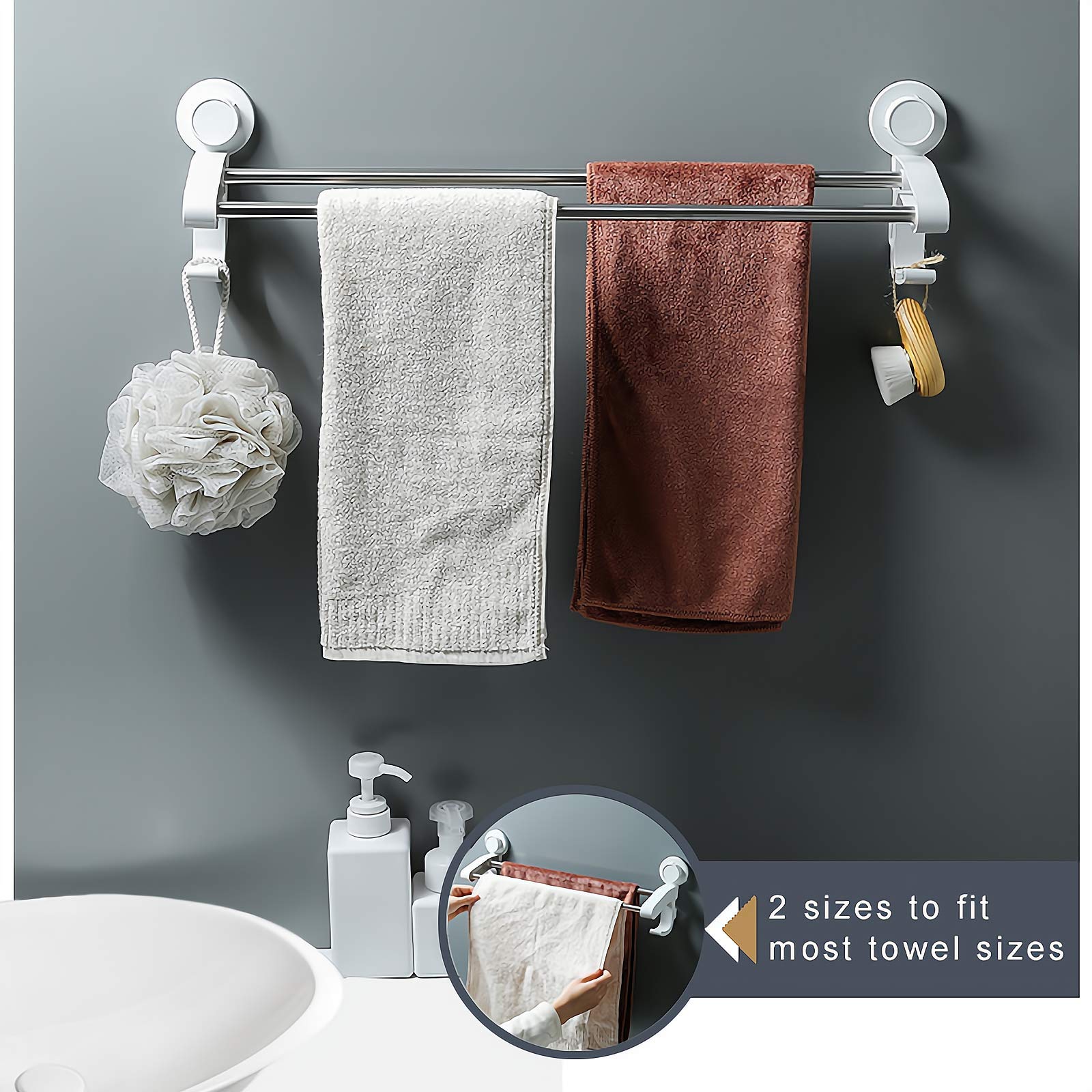 Handdoekenrek met zuignap, handdoekhouder voor badkamerwand | Flexibele zuignap handdoekhouder met innovatief vlinderdesign | Multifunctionele douchehanddoekhouder, serveerhouder