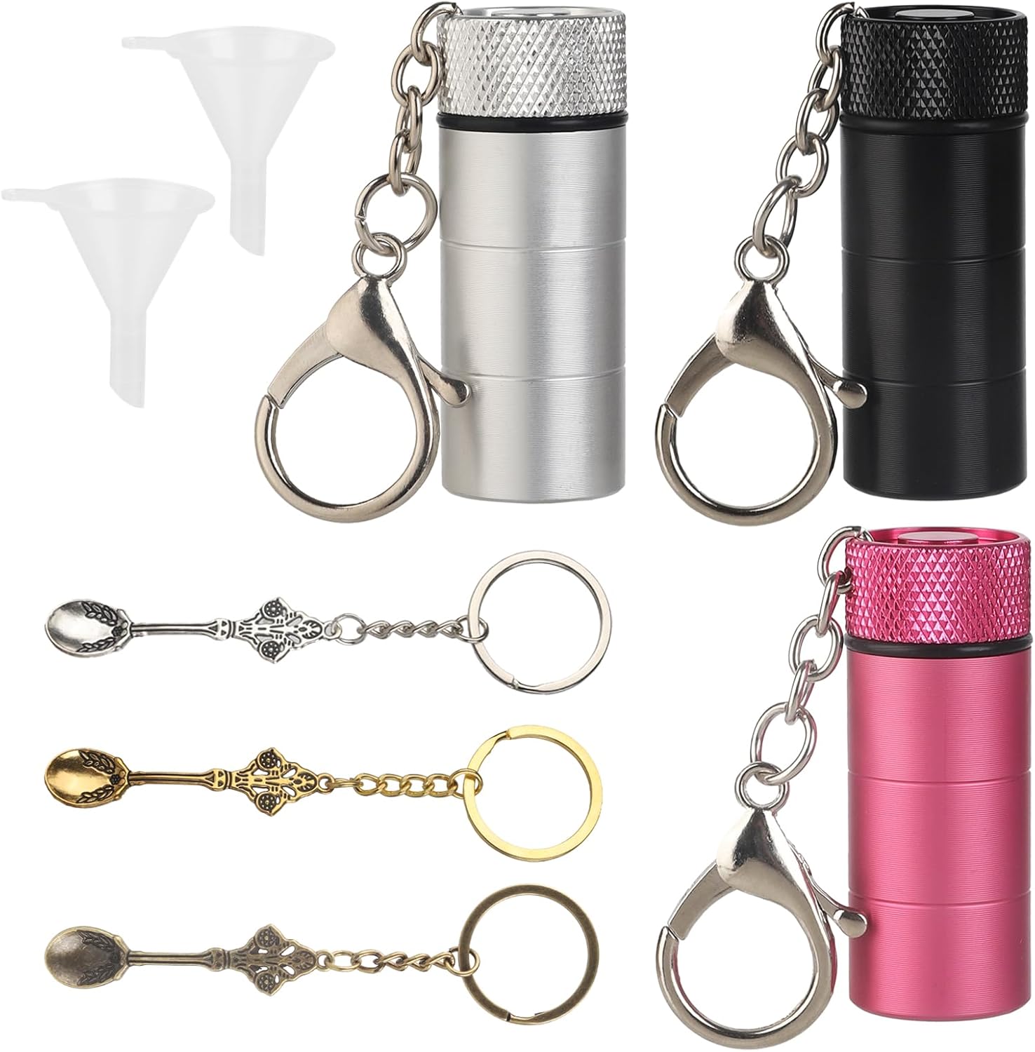 Portable Keychain Box Container Case，Mini Aluminium Alloy Organizer Case Container，Travel Containers with Key Ring