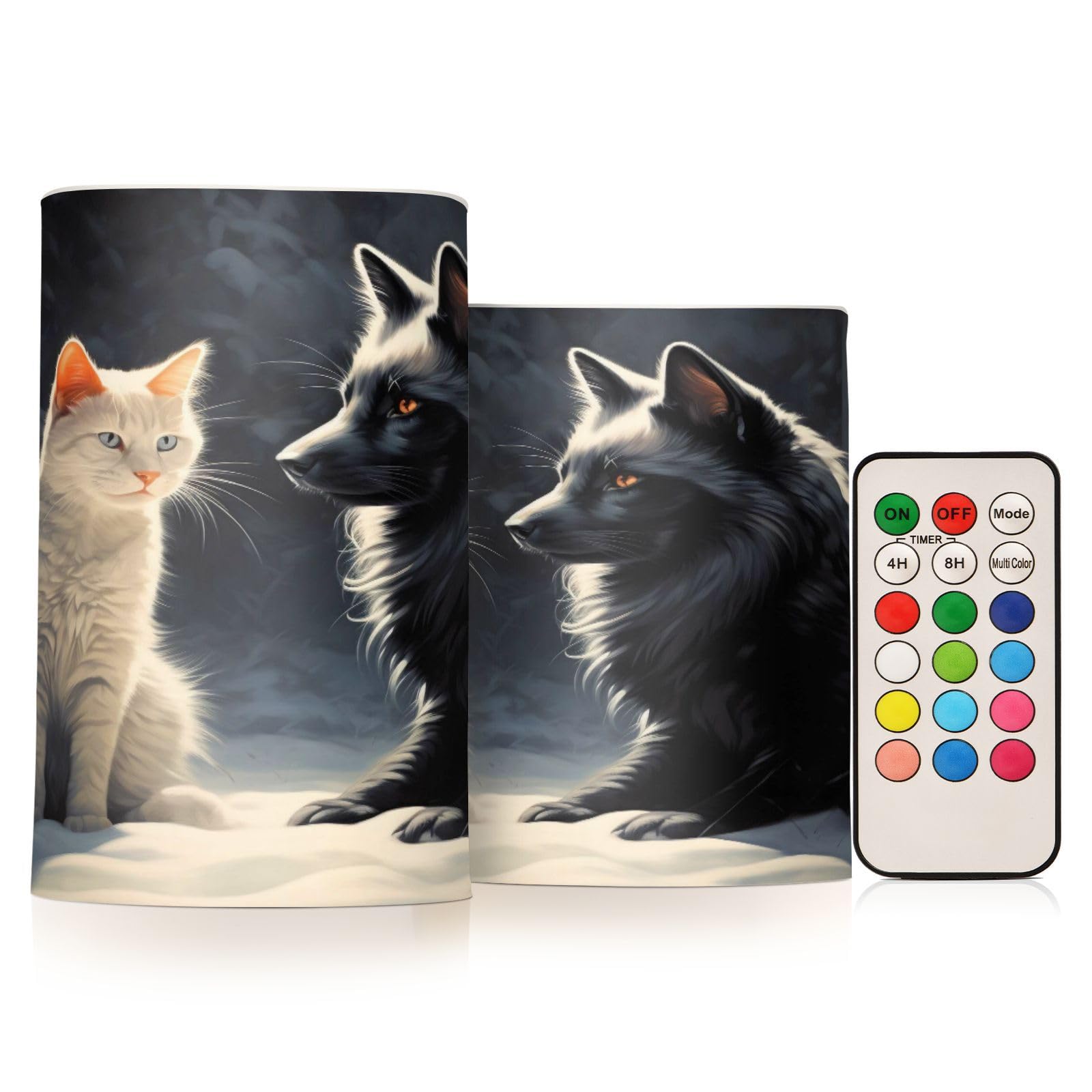 ALAZA Cat (78) Flickering Flameless Candles Battery Operated with Remote Timer,Tea Light Candles LED Pillar Votive Candles Set of 2 for Outdoor Indoor Decorations