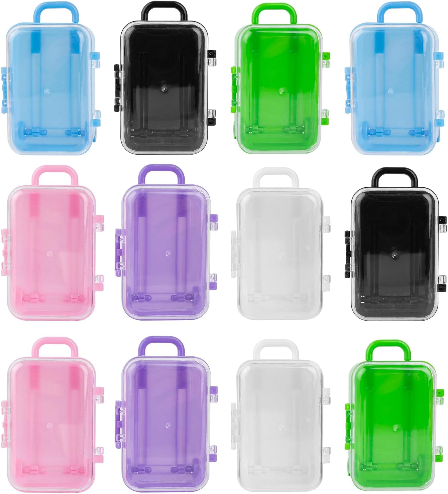 12 Packs Mini Suitcase Boxes Plastic Candy Box Small Reception Gift Case for Wedding Party Decoration (6 Colors)
