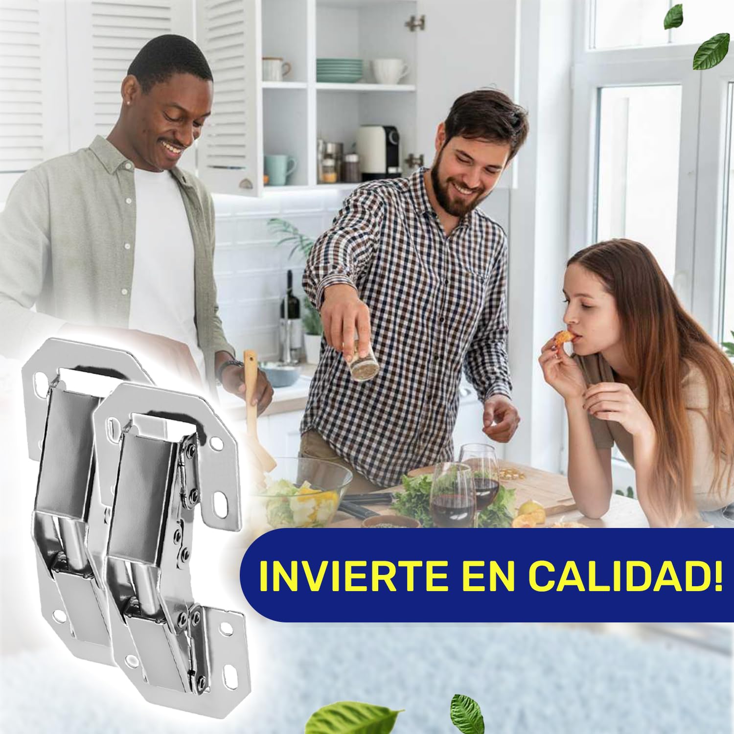 2 Piezas Bisagras Puertas Cocina con Ángulo de Apertura de 90° - Bisagras Muebles Cocina con Muelle de Presión está Fabricada en Acero Niquelado – Garantía de 10 Años - MONTERAL