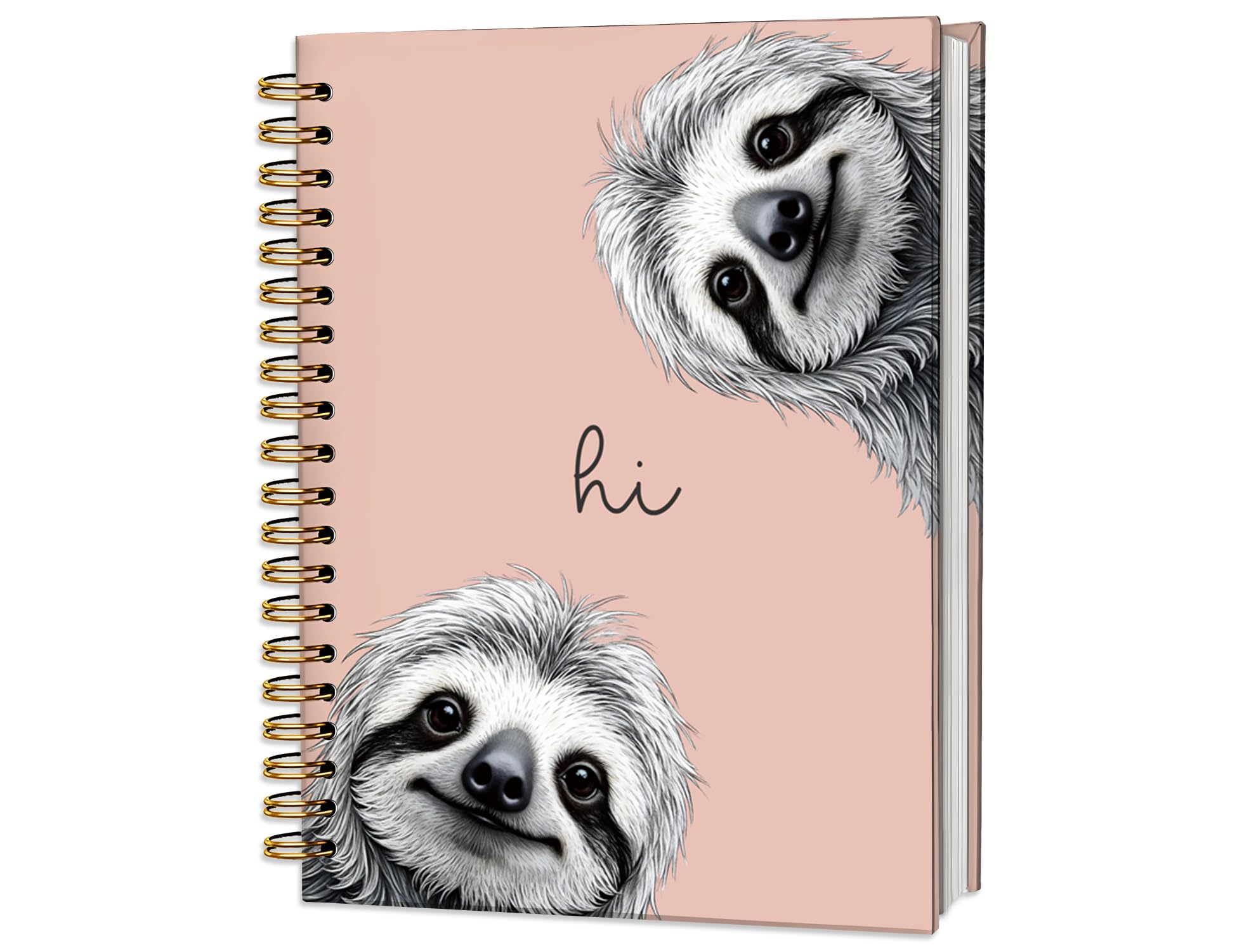 Diario con bradipo, diario rosa con simpatici animali, per scuola, donne, adolescenti, ragazze, bambini, regali per gli amanti del bradipo, quaderni a spirale con copertina rigida per