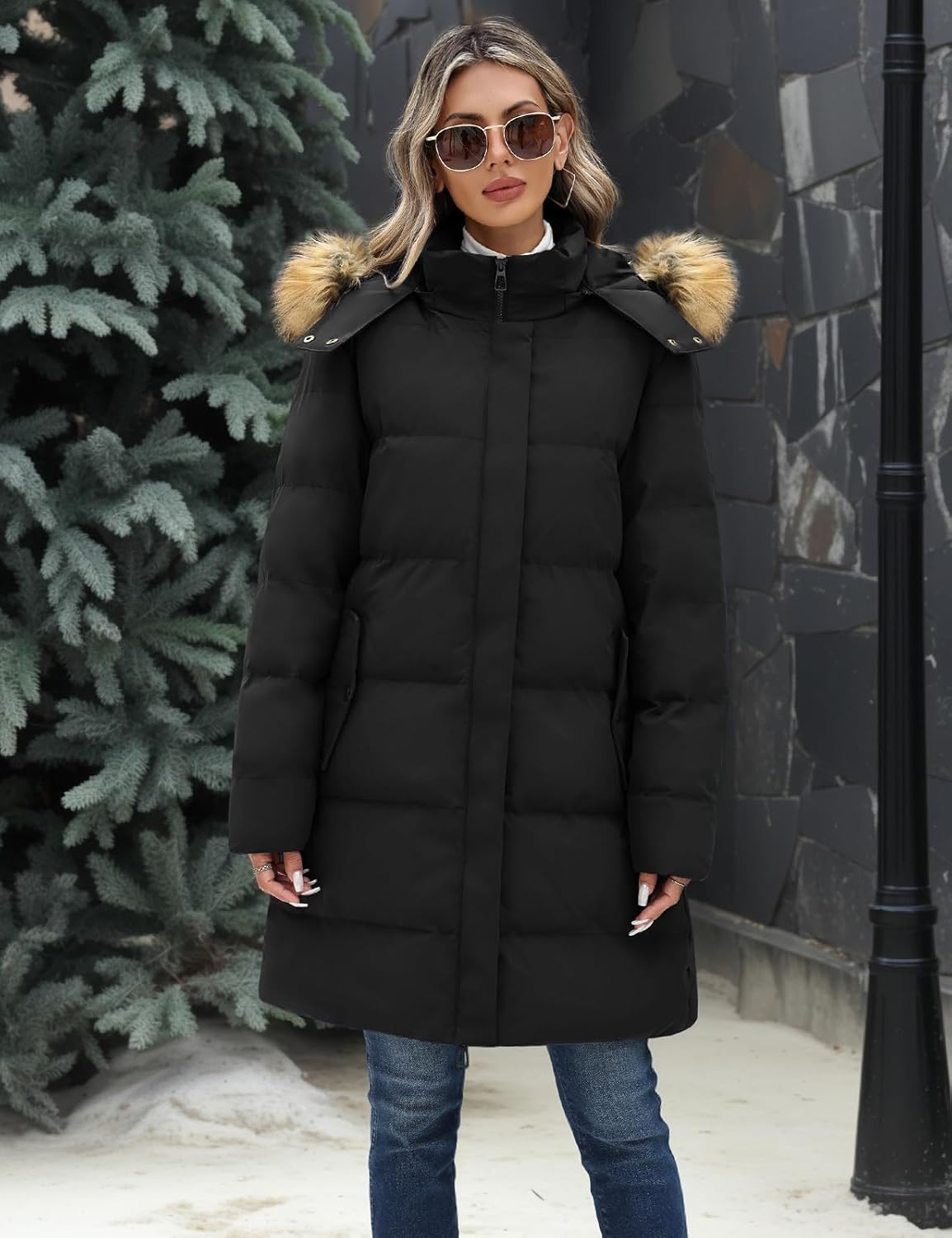Winter Coats For Women Puffer Down Parka Thicken Warm Hooded Jacket Snow Quilted Jacket Hoodie Detachable Fur Hood 2025 - Image 8