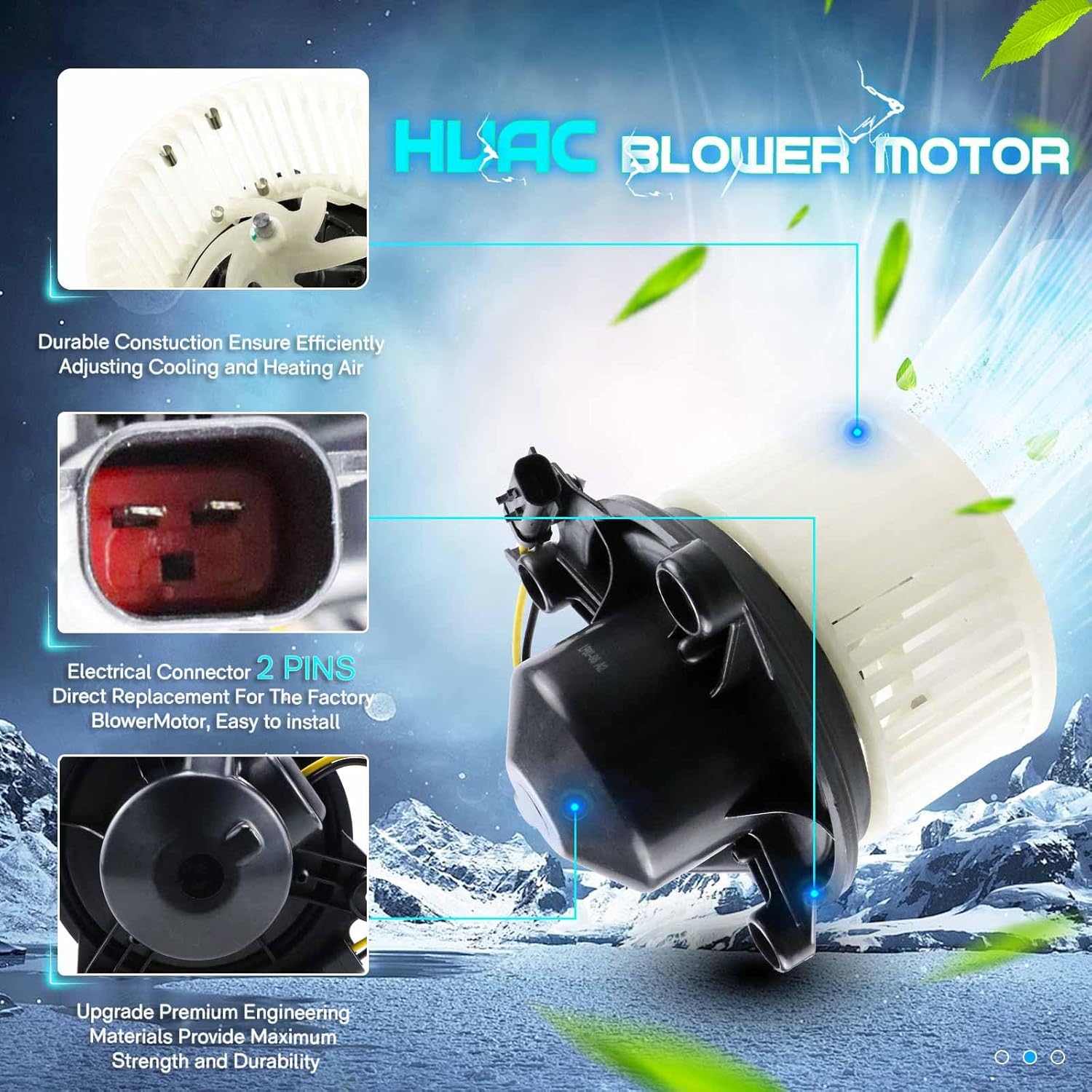 HVAC Heater Blower Motor & Fan Assembly Fits 2000-2005 Dodge Neon, 2000 2001 Plymouth Neon, 1999-2001 Plymouth Prowler, Replaces 4885326AA 700072 OE