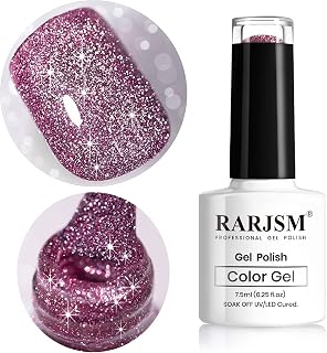 Reflective Glitter Gel Nail Polish, Diamond Gelpolish Violet Nailpolish Sparkly Shiny Gel Nail Art Varnish Manicure for Starter Nail DIY at Home U V L E D Cure Required RAR84