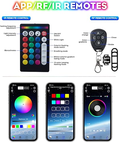 Miniatura 6 de GOGOONE Kit de tiras de luz LED para motocicleta, 22 unidades, freno de señal de giro, sincronización de música, multicolor, RGB neón, iluminación