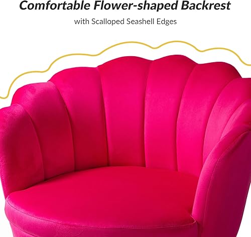 Miniatura 123 de HULALA HOME Moderno sofá biplaza de terciopelo con respaldo en forma de flor, cómodo sofá tapizado de 2 plazas con patas de metal dorado, sofá