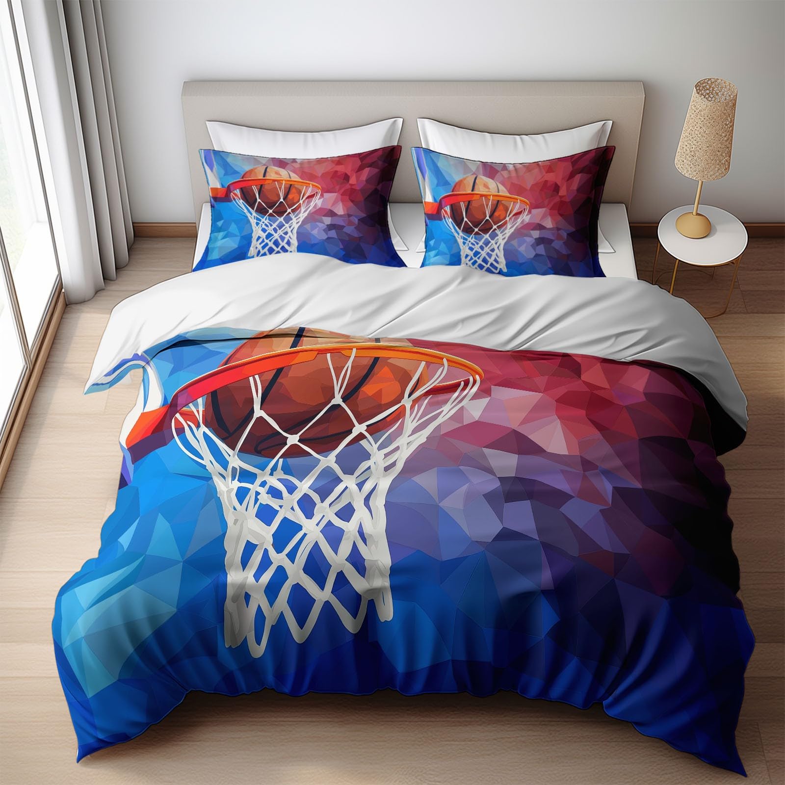 CozyRest Juego de Funda Nórdica Reversible, Deportes Baloncesto Juego de Ropa de Cama 90, Funda de Edredón para niños y niñas, tamaño Doble, con 2 Fundas de Almohada,
