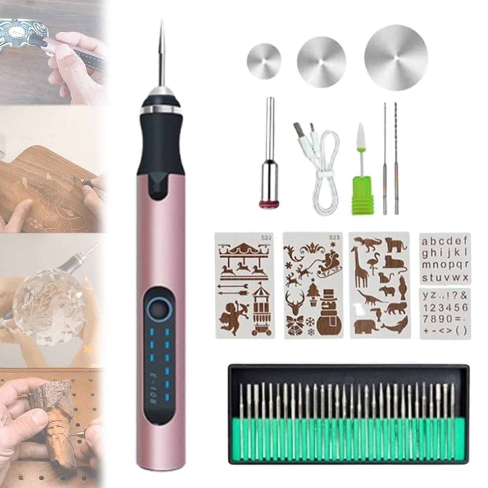 Stylo Graveur Electrique, Multifonction Stylo De Graver, Stylo Graveur Rechargeable, Conçu pour Les Bricoleurs Convient pour Le Métal Le Verre La Pierre Et Le Plastique(Rose Gold)