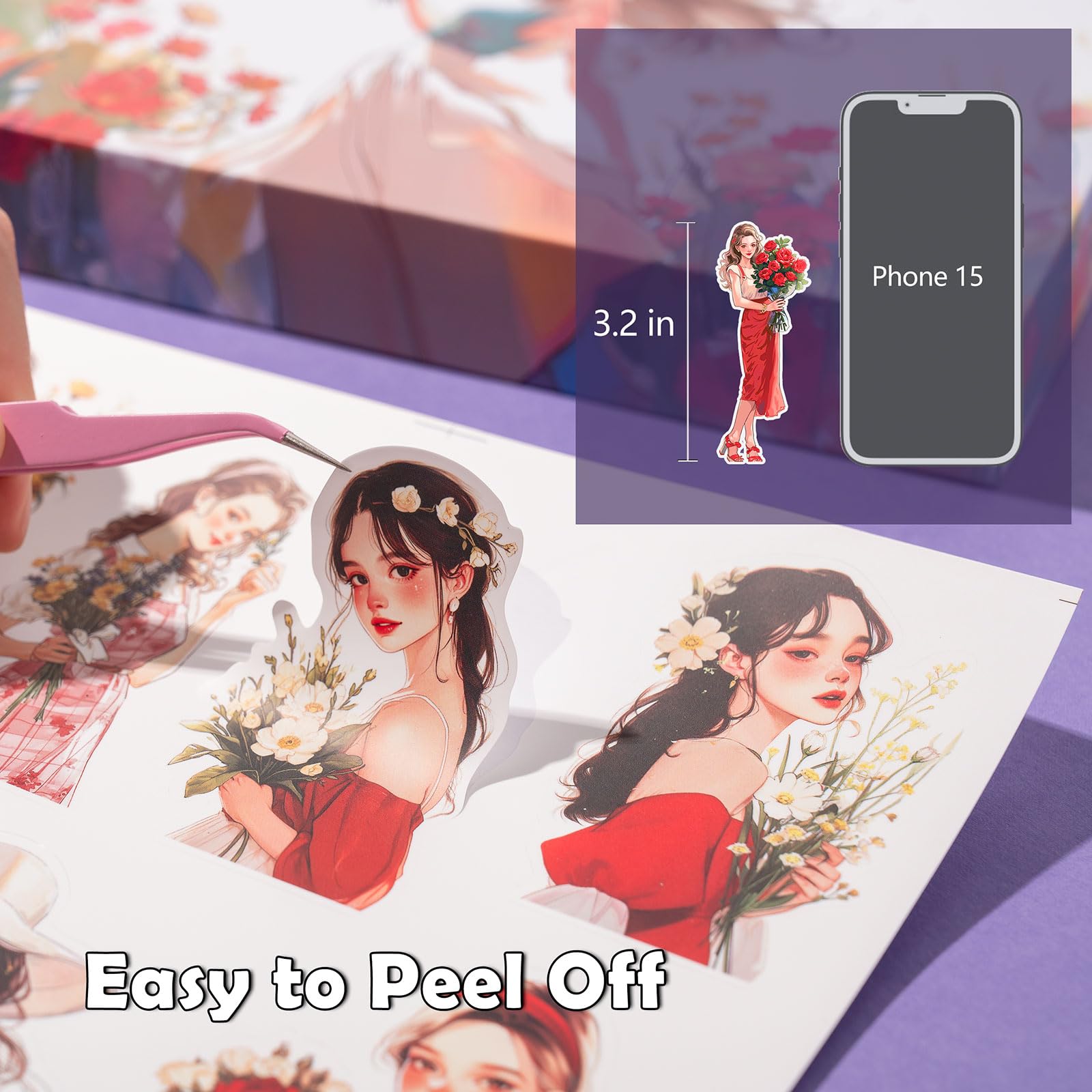 JOYCHOIC Zestaw naklejek do scrapbookingu, 240 szt. naklejek do dziennika i scrapbookingu, artykuły do dziennika śmieci, materiały Washi, kobiety dziewczęta panie planer DIY rzemiosło artystyczne
