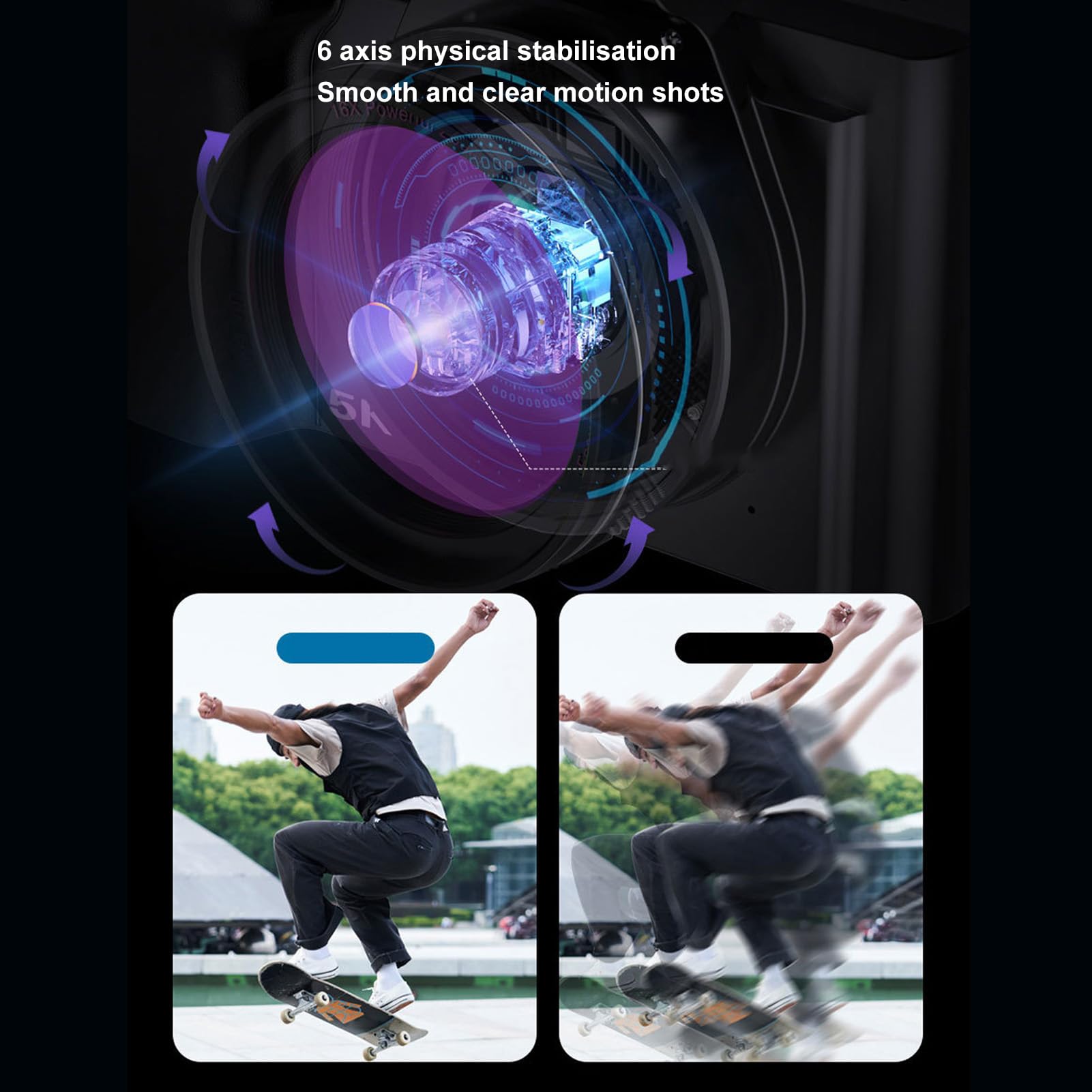 Kompaktowy Aparat Fotograficzny, Cyfrowy Aparat Fotograficzny 5K 48 MP z 16-krotnym Zoomem Cyfrowym i Ekranem 3,5 Cala, Autofokusem, wiernością bezprzewodową, Filtrem UV, do