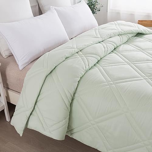 Miniatura 2 de Feather and Loom - Edredón alternativo de plumón con doble puntada de diamante para todas las estaciones, funda de microfibra suave y de fácil