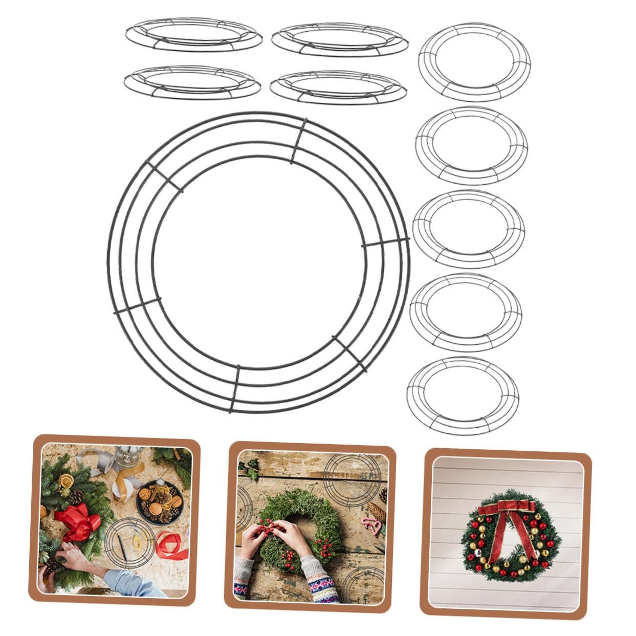 Holibanna 10 Stück Runde Eisenringe für Blumenkränze Leichtgewichtige Kranzrahmen aus Metall