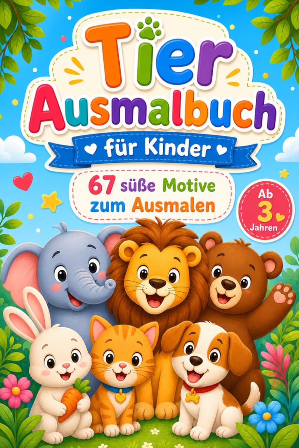 TIER AUSMALBUCH – 67 süße Motive zum Ausmalen