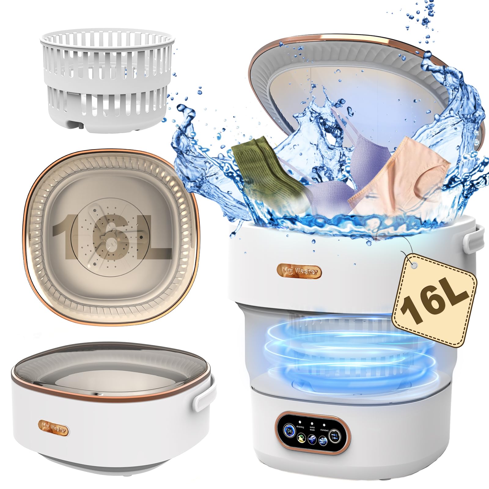 Portable Washing Machine, 13L New Model Large Capacity, Mini Foldable  Washer with Dryer, Small Collapsible Washer for Baby Clothes, Underwear