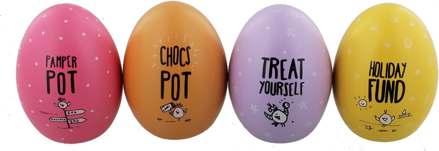 Eggcellent Set of 4 Egg Shaped Savings Pots Money Bank "Friend" in Egg Carton