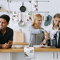 Vista 6 de Juego de 6 toallas de cocina de pájaros, toallas de té de colibrí, toallas absorbentes para platos, pájaros en rama, 24 x 16 pulgadas, regalos