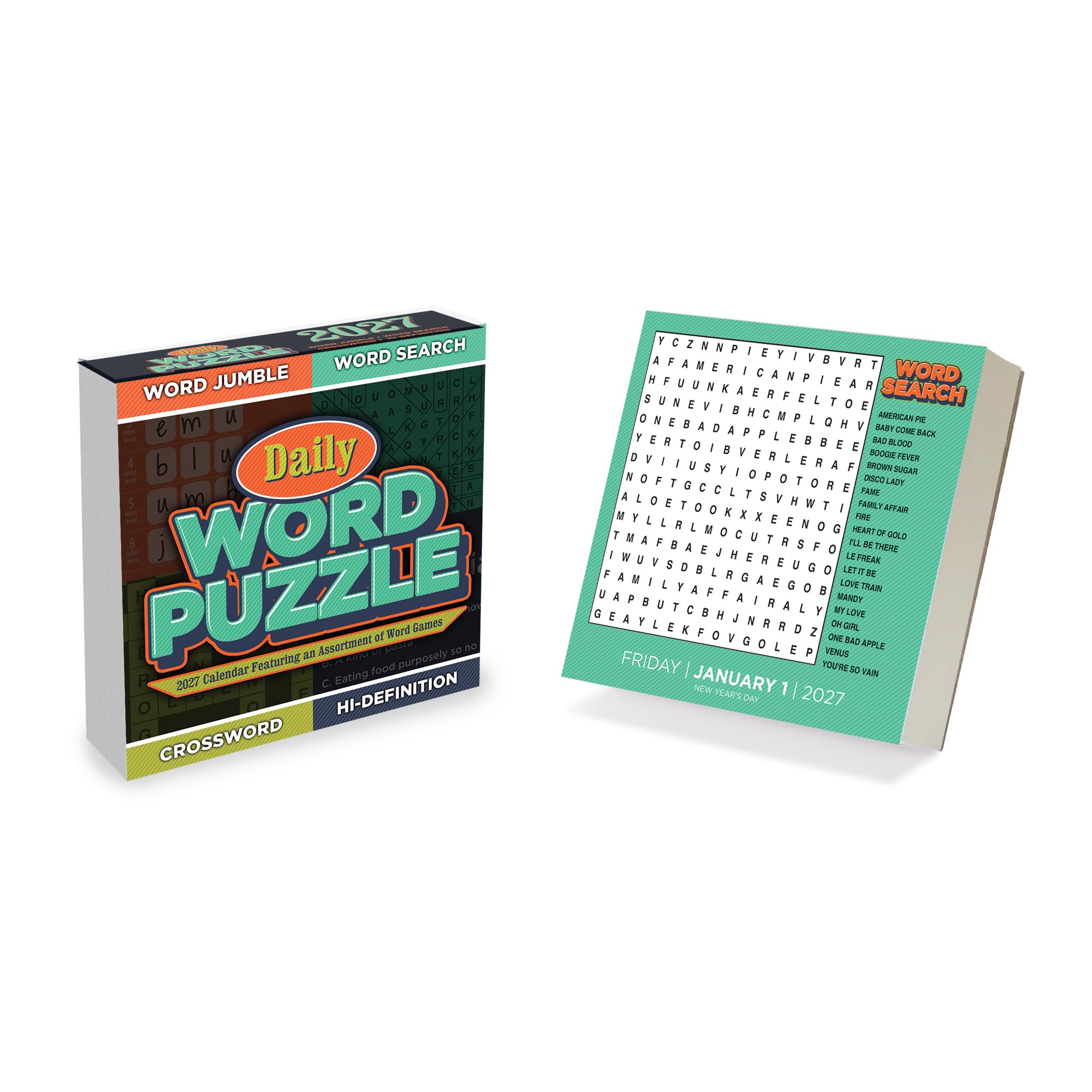 TF Publishing 2027 Daily Word Puzzle Daily Desktop Calendar - Small Desk Calendar 2027 with Over 300 Full-Color Tear-Off Pages and Standing Cardboard Easel - 5.25 in x 5.25 in