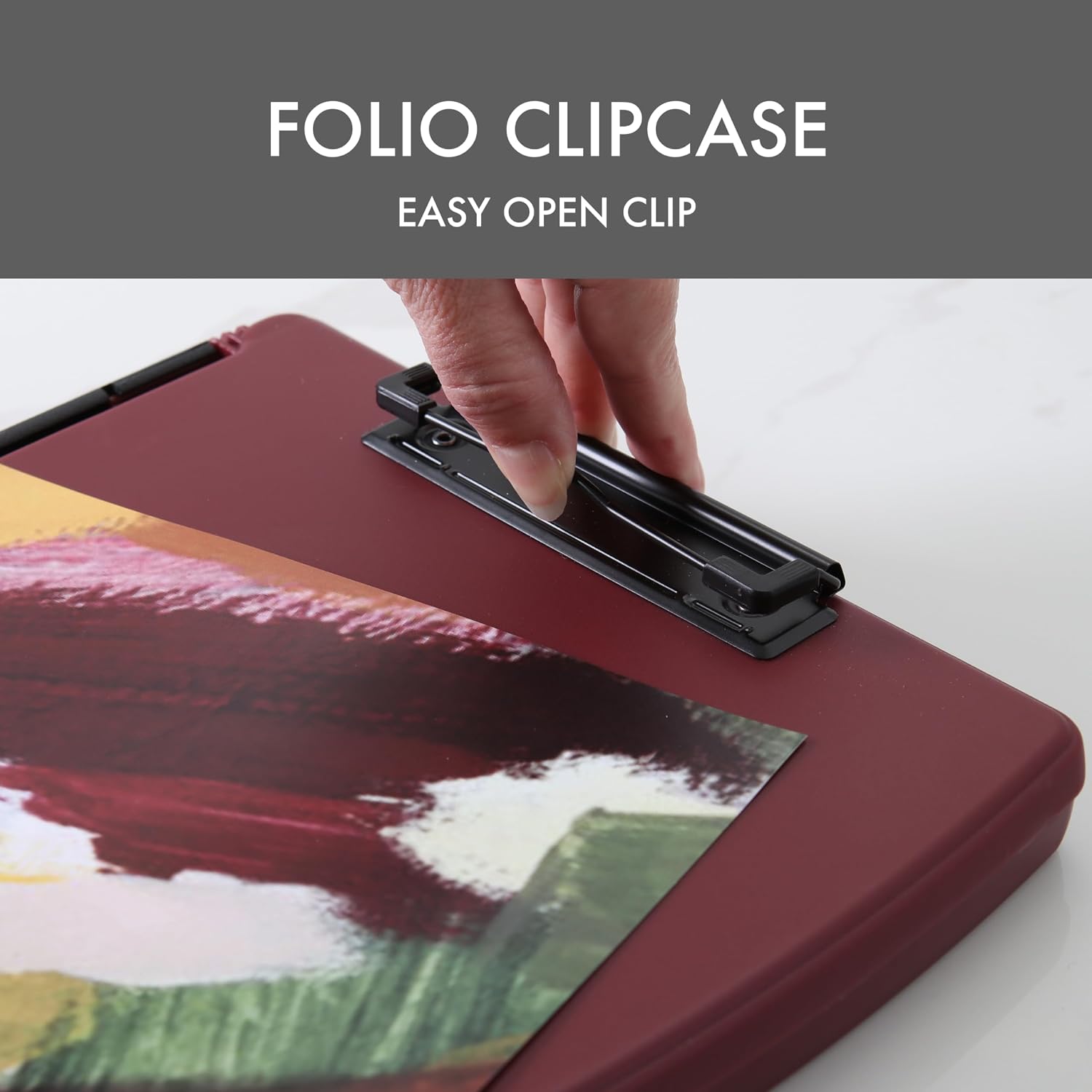 Dexas Folio Clipcase Professional Storage Clipboard with Pen Storage Compartment, 9.75 x 14.75, A4, Merlot. Ideal for Teachers, Nurses, Coaches, Students, Trades, Homeschooling