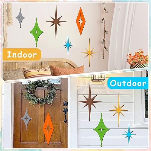 Miniatura 2 de 6 piezas de decoración de pared de madera con forma de estrella, arte de pared de explosión de estrellas atómicas, decoración de pared moderna de