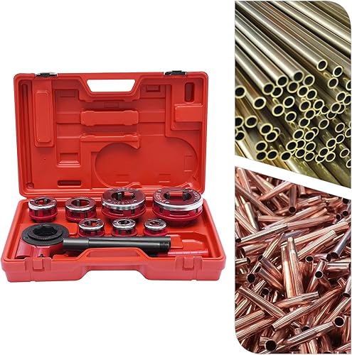 Miniatura 4 de Kit de enhebrador de tubos de trinquete, juego de herramientas de roscado de tubo de trinquete con 7 troqueles y estuche de almacenamiento de 38