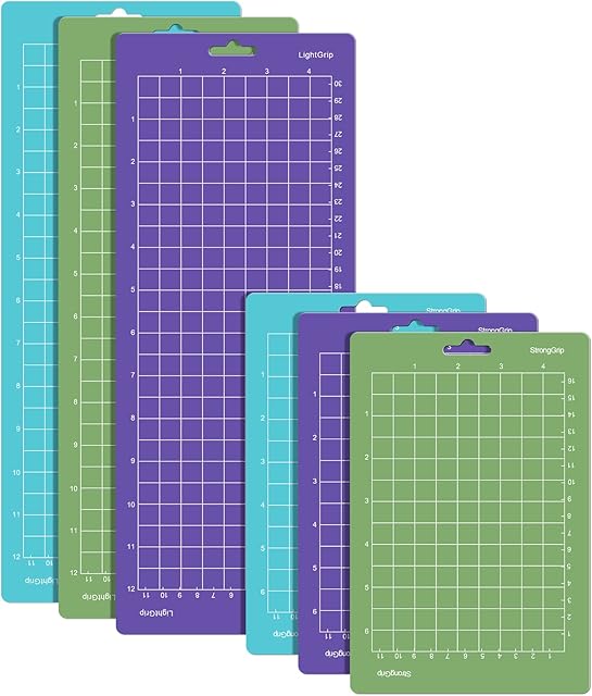 6Pcs Cutting Mat for Cricut Joy 4.5 X12+ 4.5X6.5 ( Standardgrip, Lightgrip, Stronggrip), Non-Slip&Durable Replacement Cutting Mat, Adhesive Sticky Cutting Mats for Cricut Joy Accessories