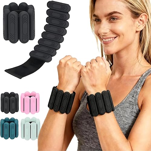 Miniatura 10 de Juego de 2 pesas para tobillo (1 libra/2 libras cada una) – Pesas ajustables de alta calidad para muñeca y tobillo para mujeres y hombres, pulseras