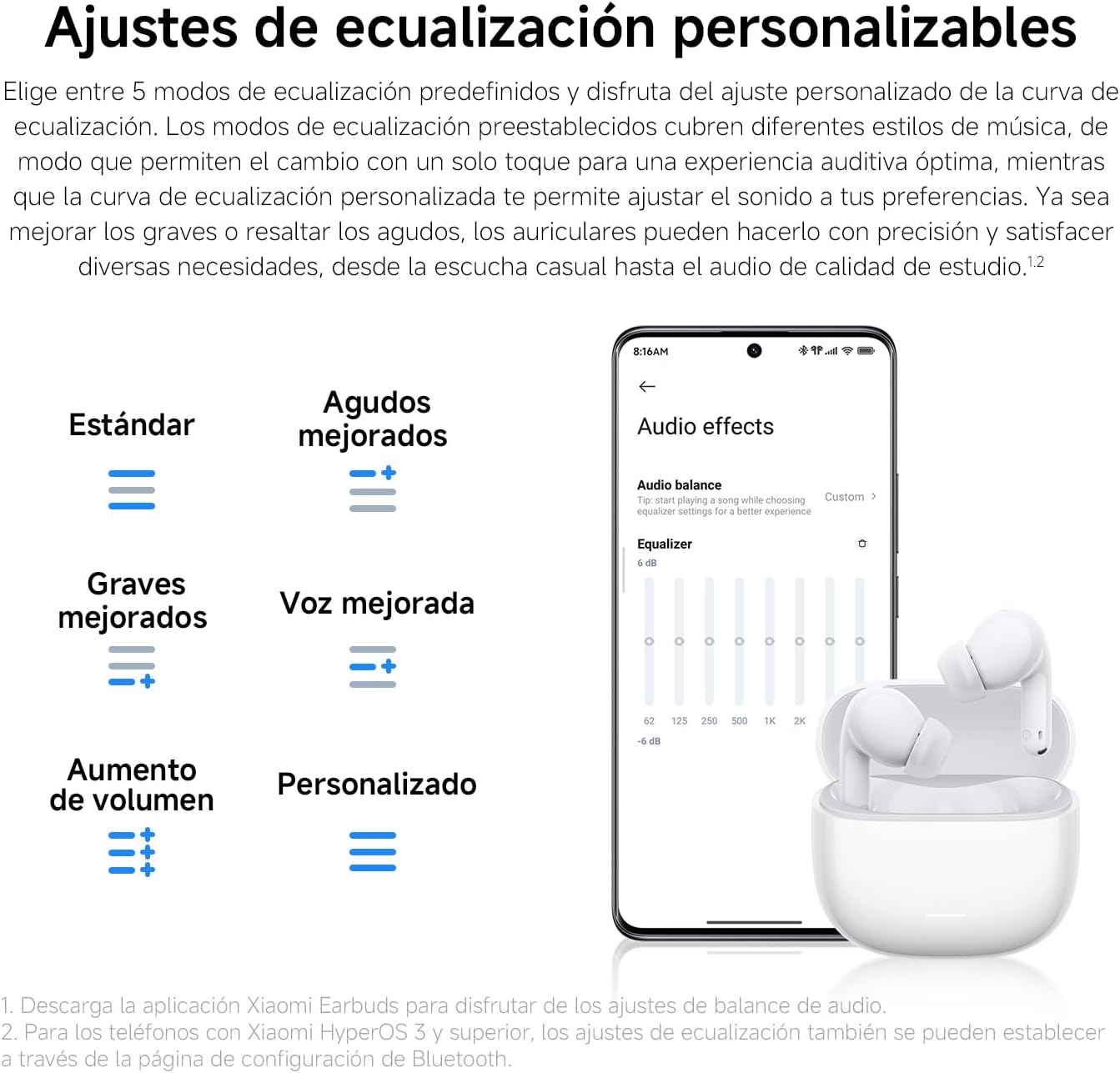 XIAOMI REDMI Buds 8 Lite – Auriculares inalámbricos Bluetooth in-Ear con ANC 42 dB, Driver de 12,4 mm, Graves intensos, hasta 36 h de autonomía, 5 ajustes de EQ y Bluetooth 5.4. Blanco 9