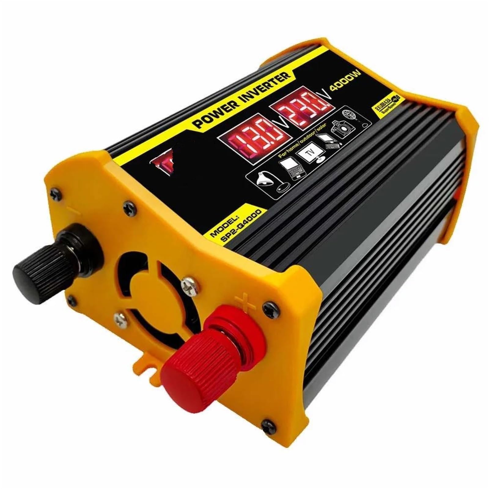 Inversor Inversor De Corriente para Coche De 12 V A 220 V 230 V 110 V Y 127 V 600 W con Pantalla De Voltaje De Carga USB Y Toma Universal(12V to 220V)