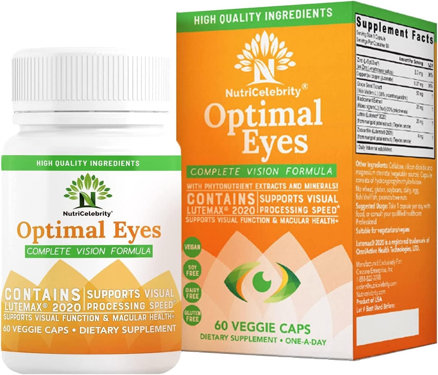 Nutricelebrity Optimal Eyes Vision Formula Suplemento diario avanzado para la salud ocular con