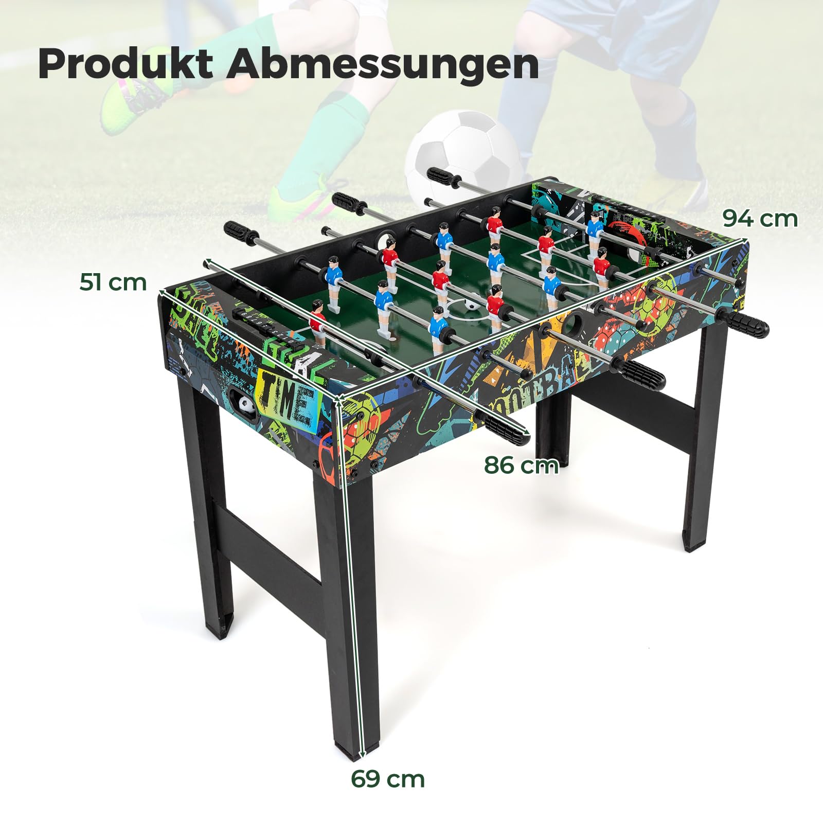 COSTWAY 2 in 1 Tischkicker mit abnehmbarer Tischplatte, Kickertisch mit 2 Bällen, 14 Spieler & Anzeigetafel, Tischfussball für Kinder & Erwachsene, Tischfußball für Zuhause, Büro & Bar, 86 x 51 x 69cm