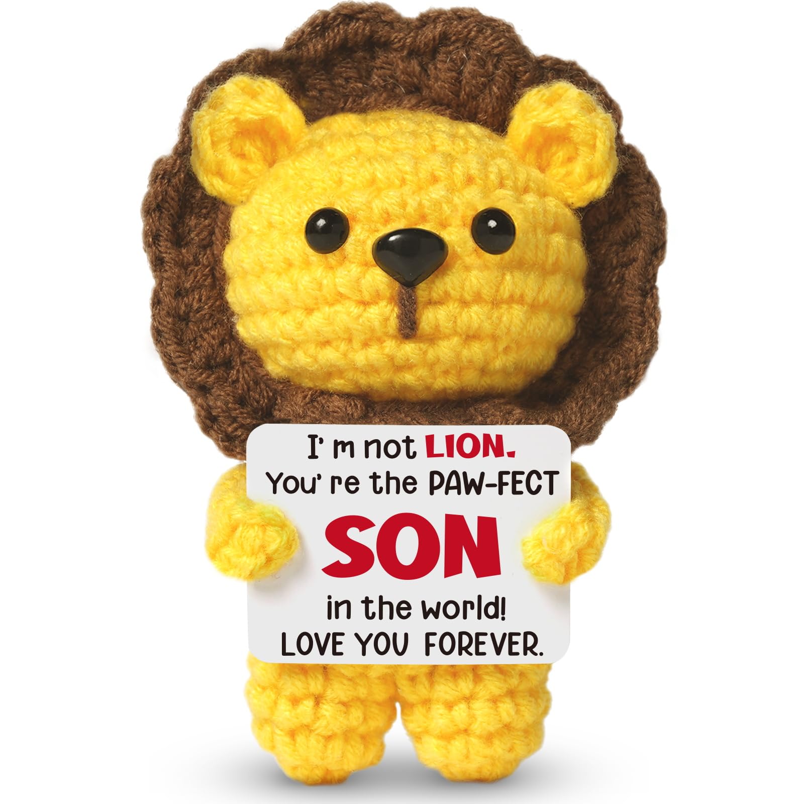 Fathers Day Son Gifts, Cute Handmade Emotional Crochet Lion, Christmas Birthday Fathers Day Son Gifts from Mom/Dad — image 1