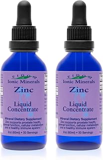 Eidon Ionic Minerals Liquid Zinc Concentrate - 2 oz, 2 Pack | Ionic Zinc Sulfate Supplement Drops for Men, Women, & Kids, Support Immune System, Hair and Skin, Liver and Kidney Health