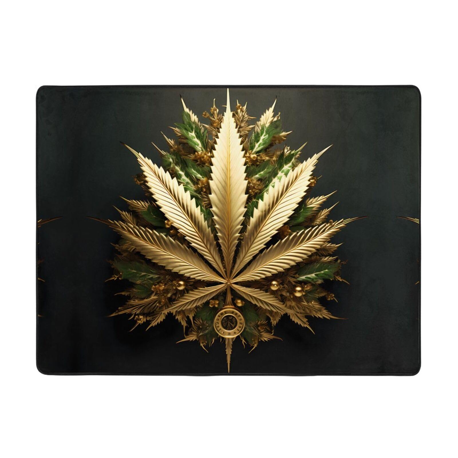 Tapis de cannabis doré antidérapant pour grand salon